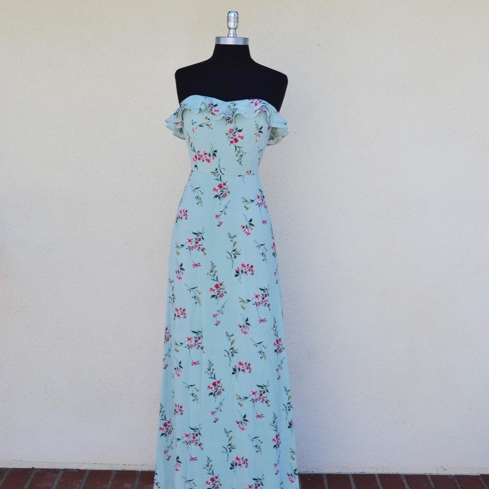 Baby blue strapless dress